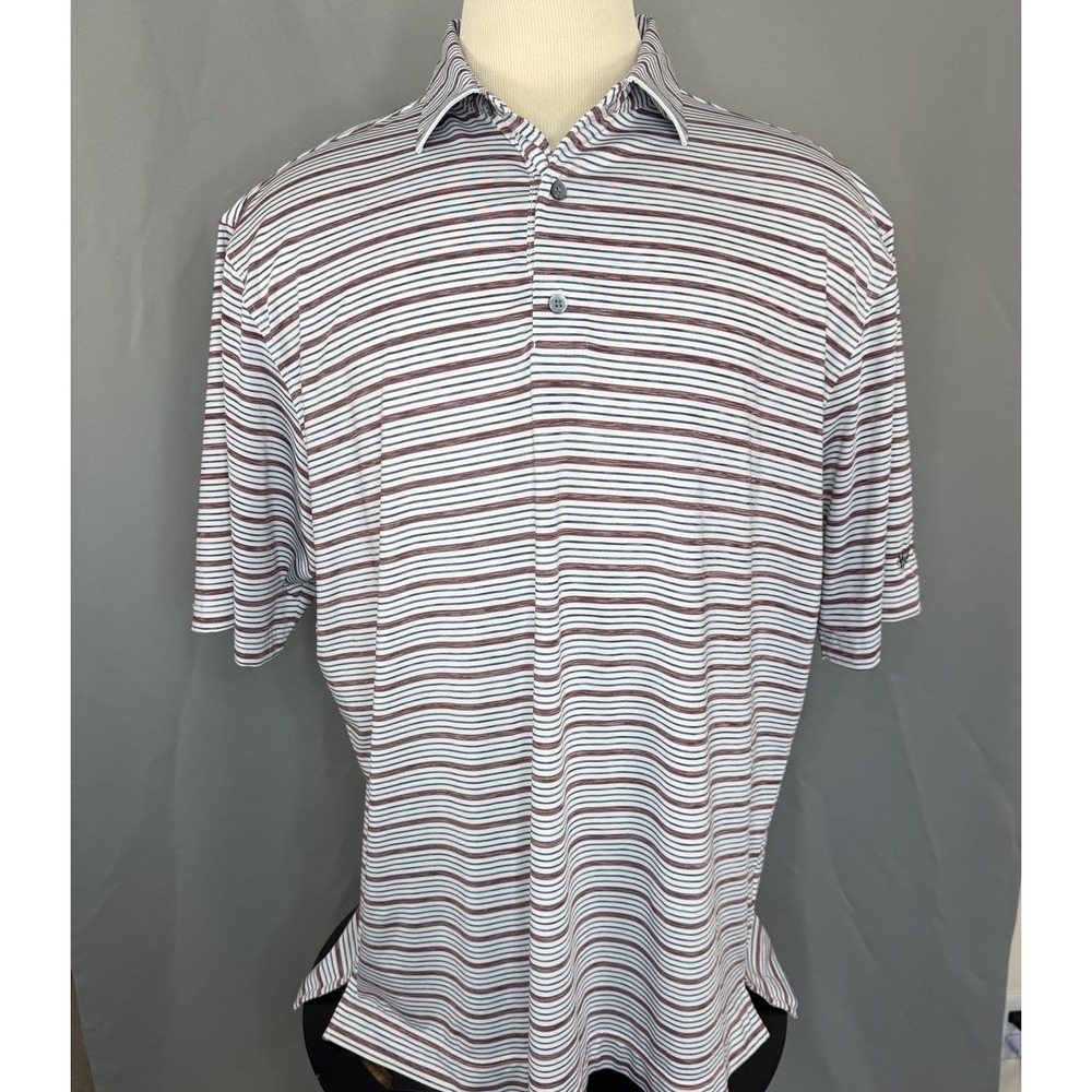 FootJoy FJ ProDry Men's Golf Polo Shirt 2XL White Gray Red Stripe Mar Jac Logo